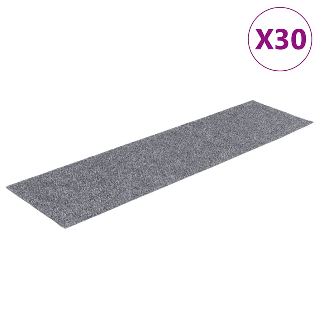 Prostirke za stepenice samoljepljive 30 kom 76x20 cm svijetlo sive pravokutne