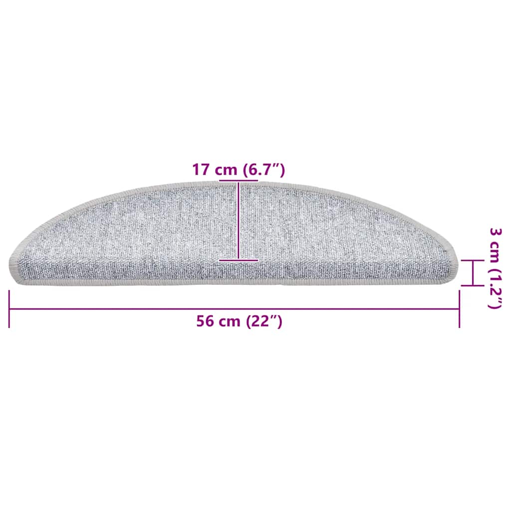 Prostirke za stepenice 30 kom 56x17x3 cm svijetlo sive poluokrugle