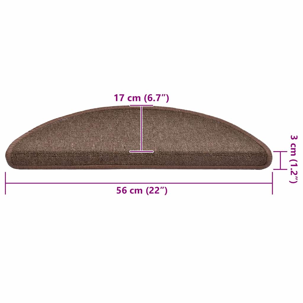 Prostirke za stepenice 30 kom 56x17x3 cm boje kave, poluokrugle