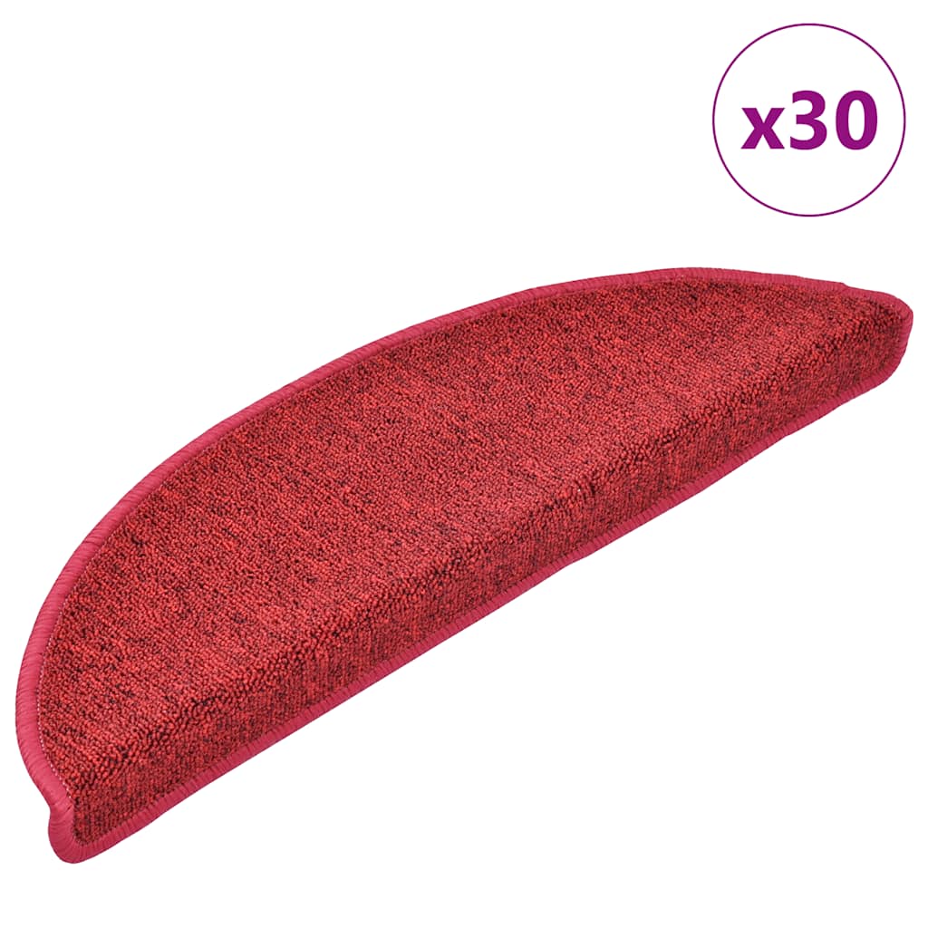 Prostirke za stepenice 30 kom 56x17x3 cm crvene poluokrugle