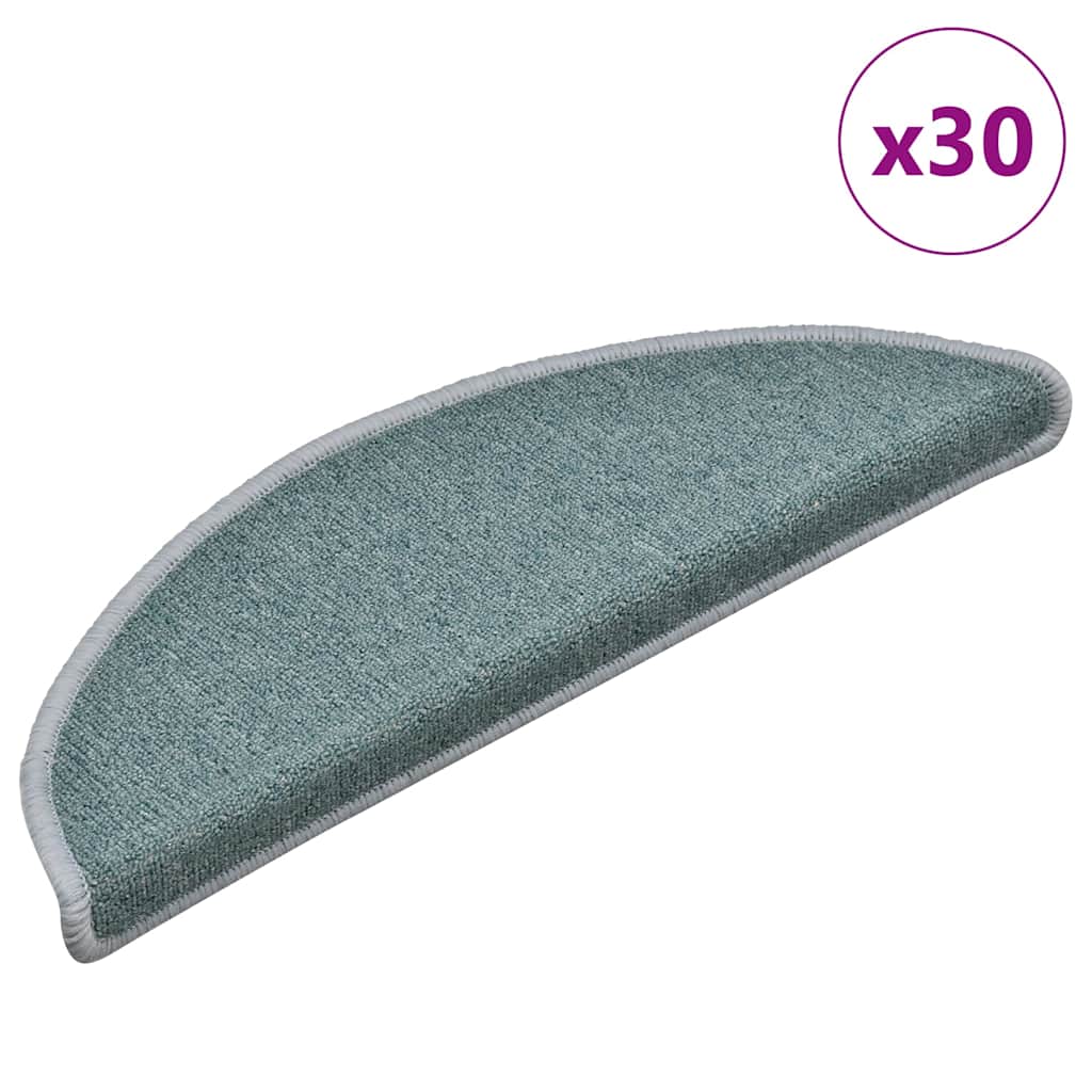 Prostirke za stepenice 30 kom 56x17x3 cm morsko plave poluokrugle