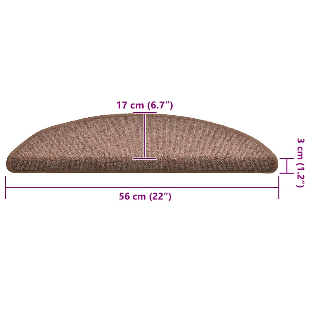 Prostirke za stepenice 30 kom 56x17x3 cm smeđe poluokrugle