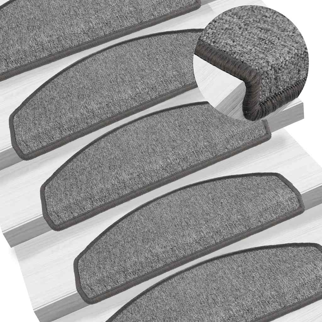 Prostirke za stepenice 30 kom 65x24x4 cm tamno sive poluokrugle velike
