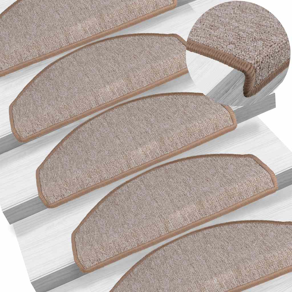Prostirke za stepenice 30 kom 65x24x4 cm svijetlosmeđe poluokrugle velike