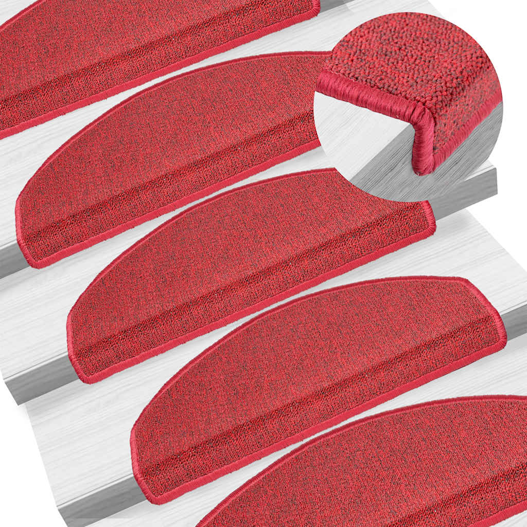 Prostirke za stepenice 30 kom 65x24x4 cm crvene poluokrugle velike