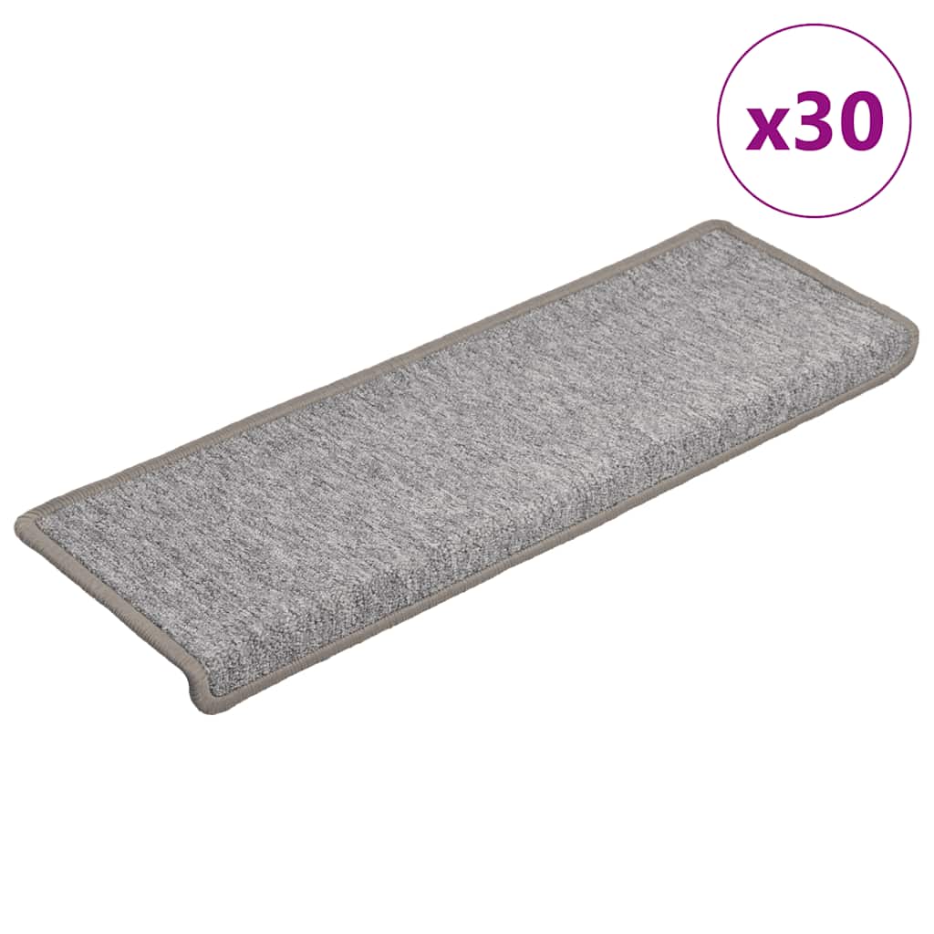 Prostirke za stepenice 30 kom 65x21x4 cm svijetlo sive pravokutne rubove