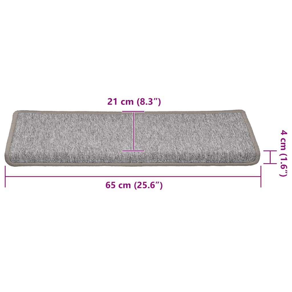 Prostirke za stepenice 30 kom 65x21x4 cm svijetlo sive pravokutne rubove