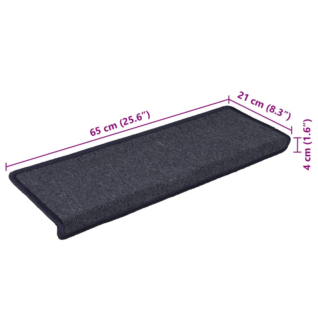Prostirke za stepenice 30 kom 65x21x4 cm tamno sive i plave pravokutne rubove