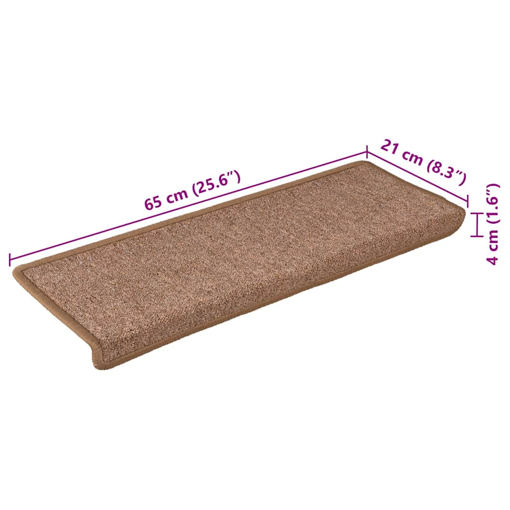 Prostirke za stepenice 30 kom 65x21x4 cm smeđe pravokutne rubove