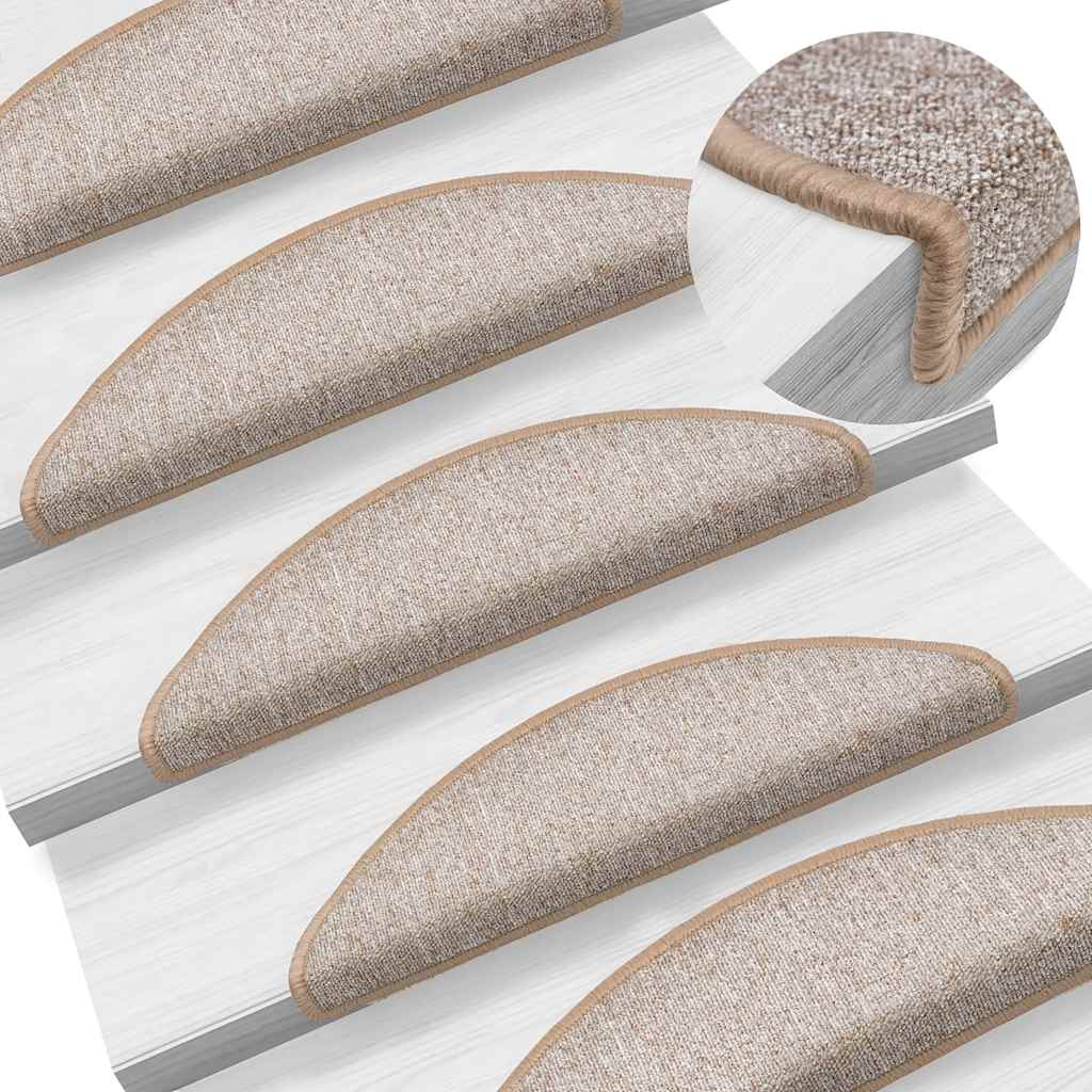Prostirke za stepenice 20 kom 56x17x3 cm svijetlosmeđe poluokrugle