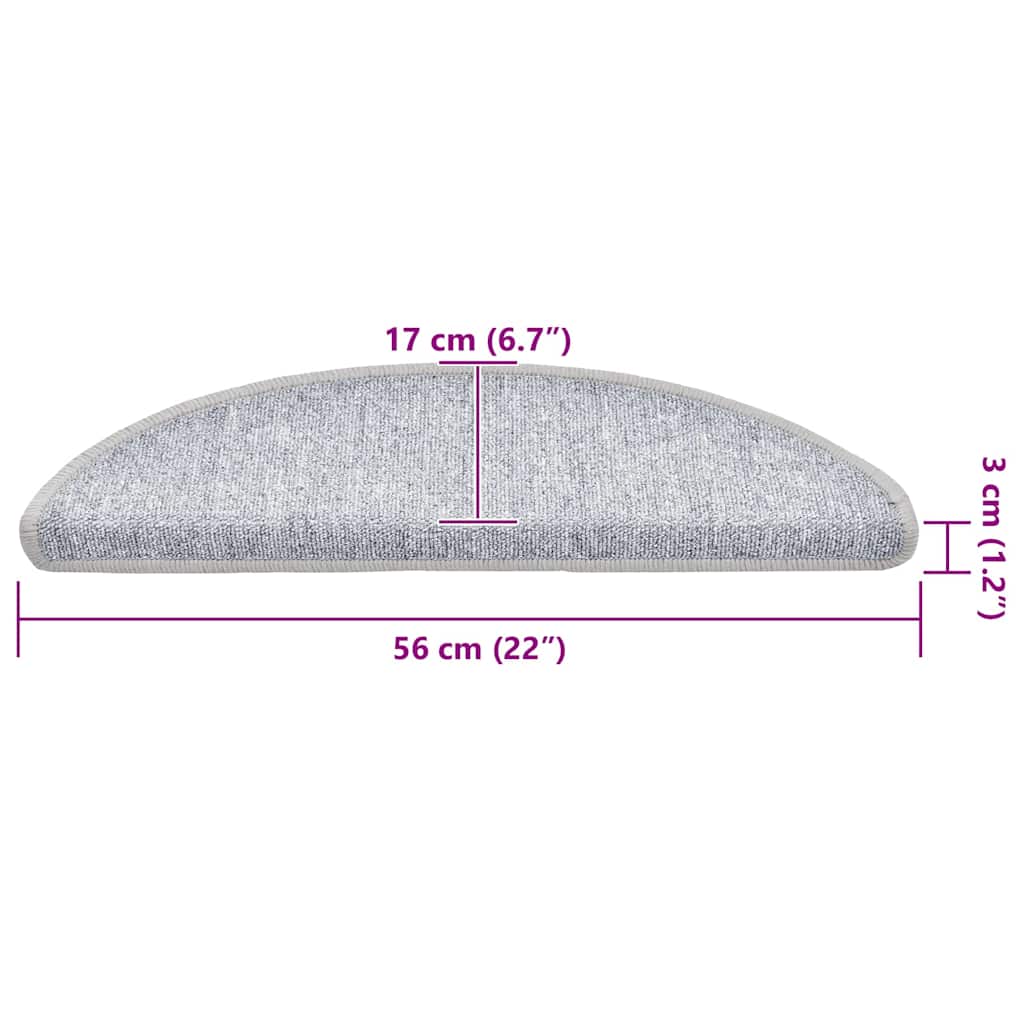 Prostirke za stepenice 20 kom 56x17x3 cm svijetlo sive poluokrugle