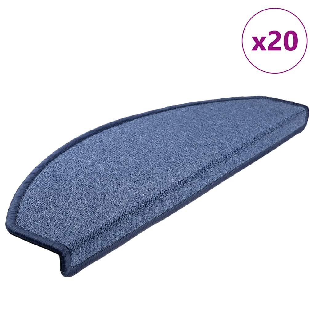 Prostirke za stepenice 20 kom 65x24x4 cm plave poluokrugle velike