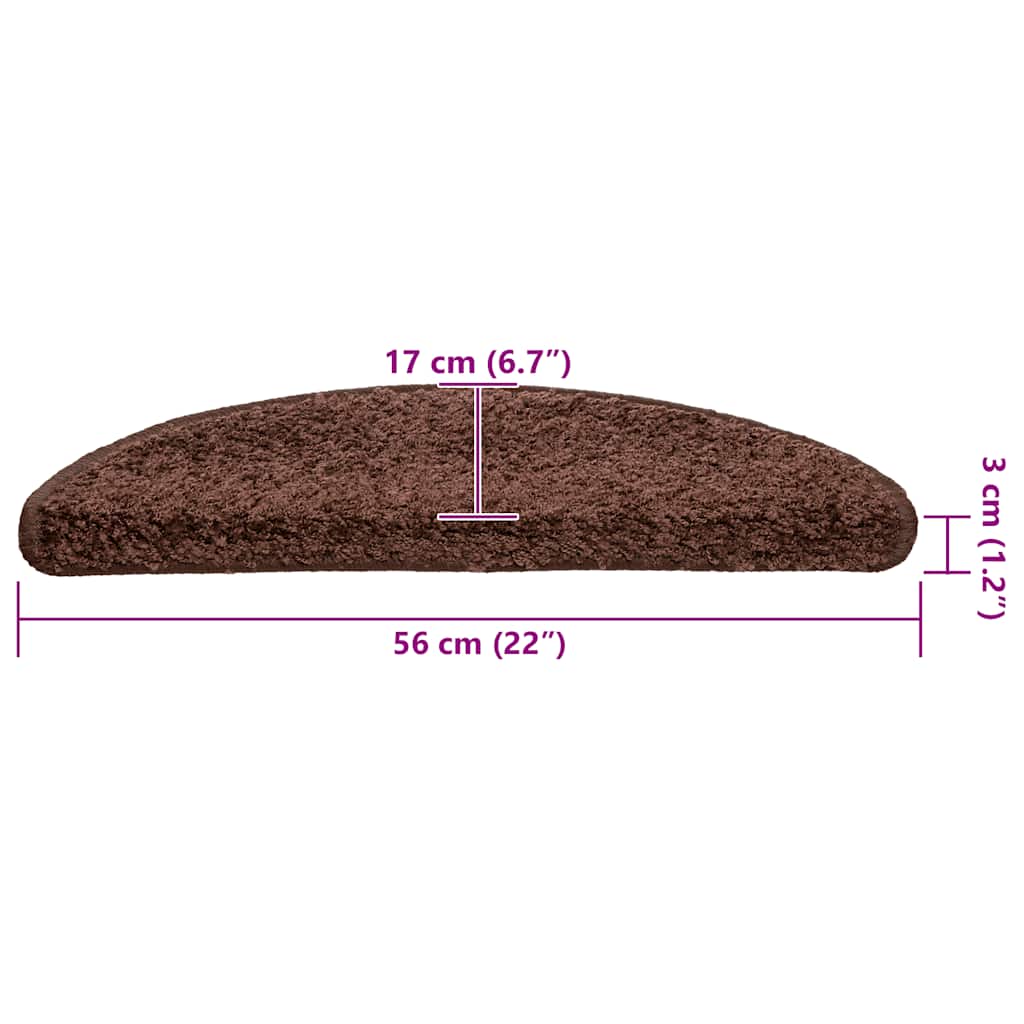 Prostirke za stepenice 30 kom 56x17x3 cm smeđe poluokrugle