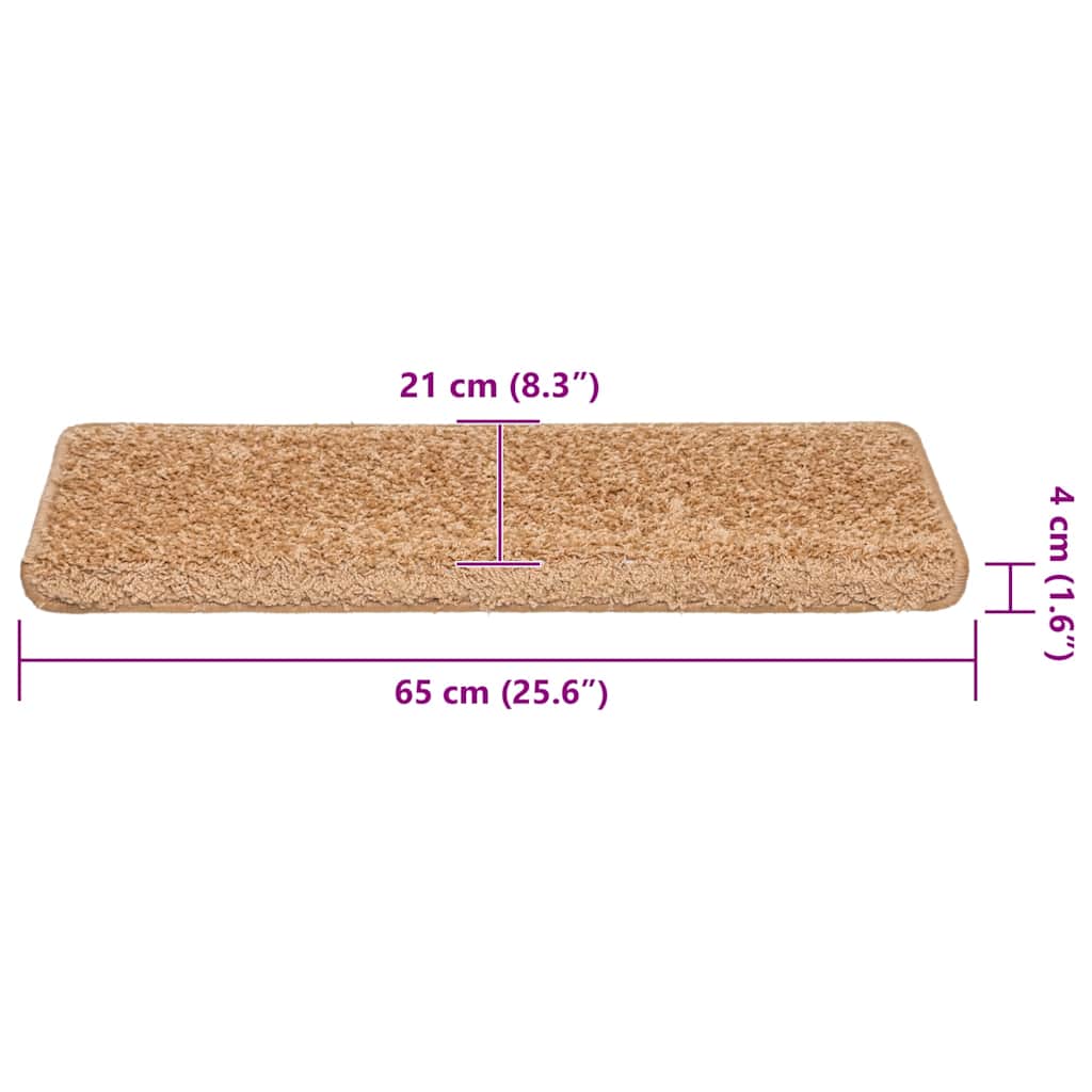 Prostirke za stepenice 30 kom 65x21x4 cm bež pravokutni rub