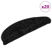 Prostirke za stepenice 20 kom 56x17x3 cm Crne poluokrugle