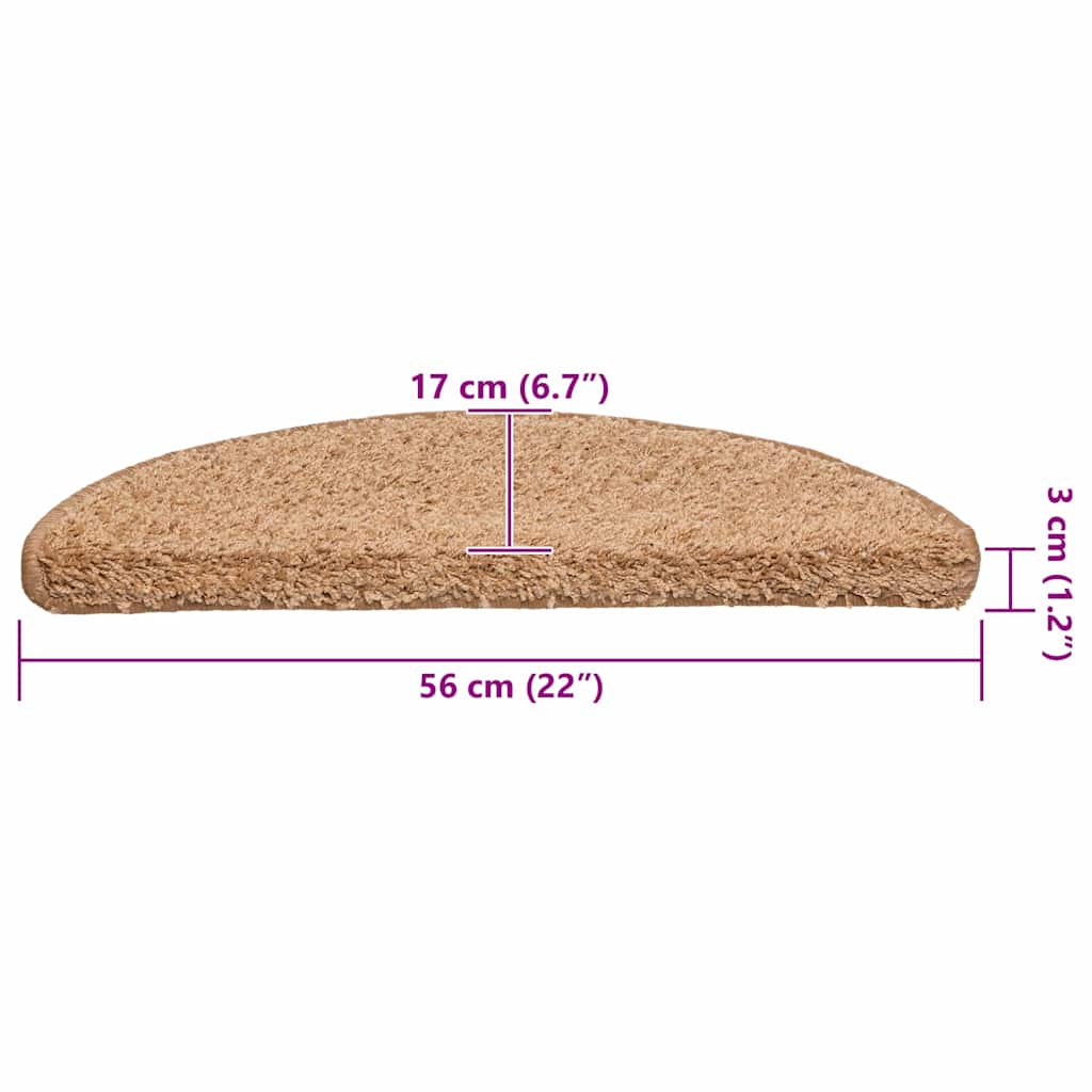 Prostirke za stepenice 20 kom 56x17x3 cm bež poluokrugle