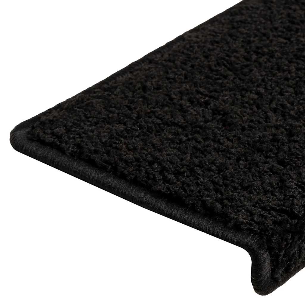 Prostirke za stepenice 20 kom 65x21x4 cm Crne s pravokutnim rubom