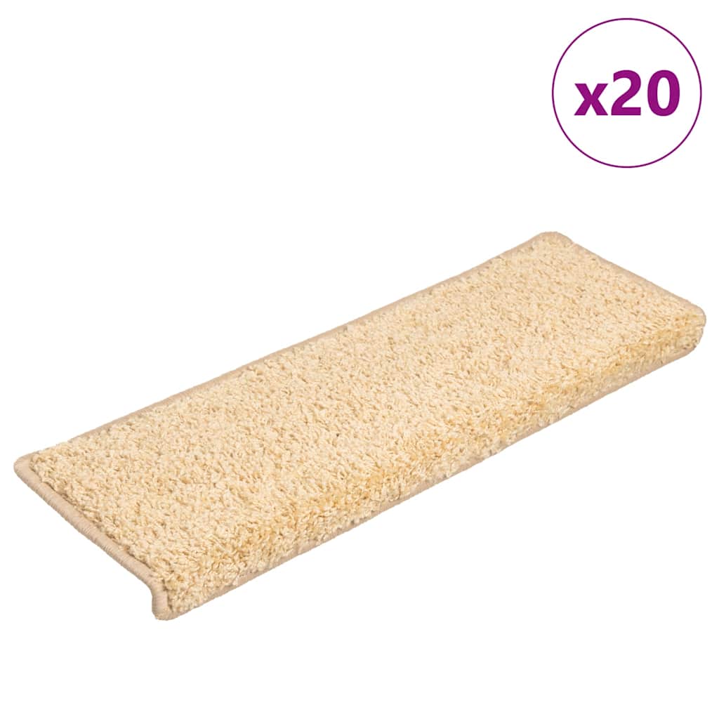 Prostirke za stepenice 20 kom 65x21x4 cm krem pravokutni rub
