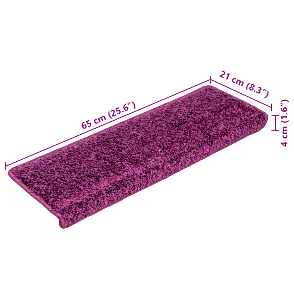 Prostirke za stepenice 20 kom 65x21x4 cm ljubičaste pravokutne rubove