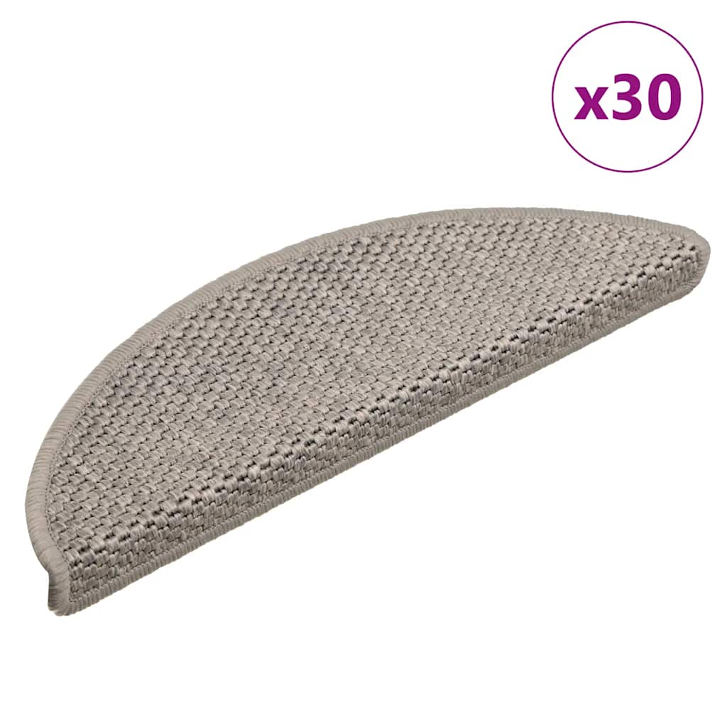 Prostirke za stepenice, samoljepljive, izgled sisala, 30 kom, 56x17x3 cm, srebrne