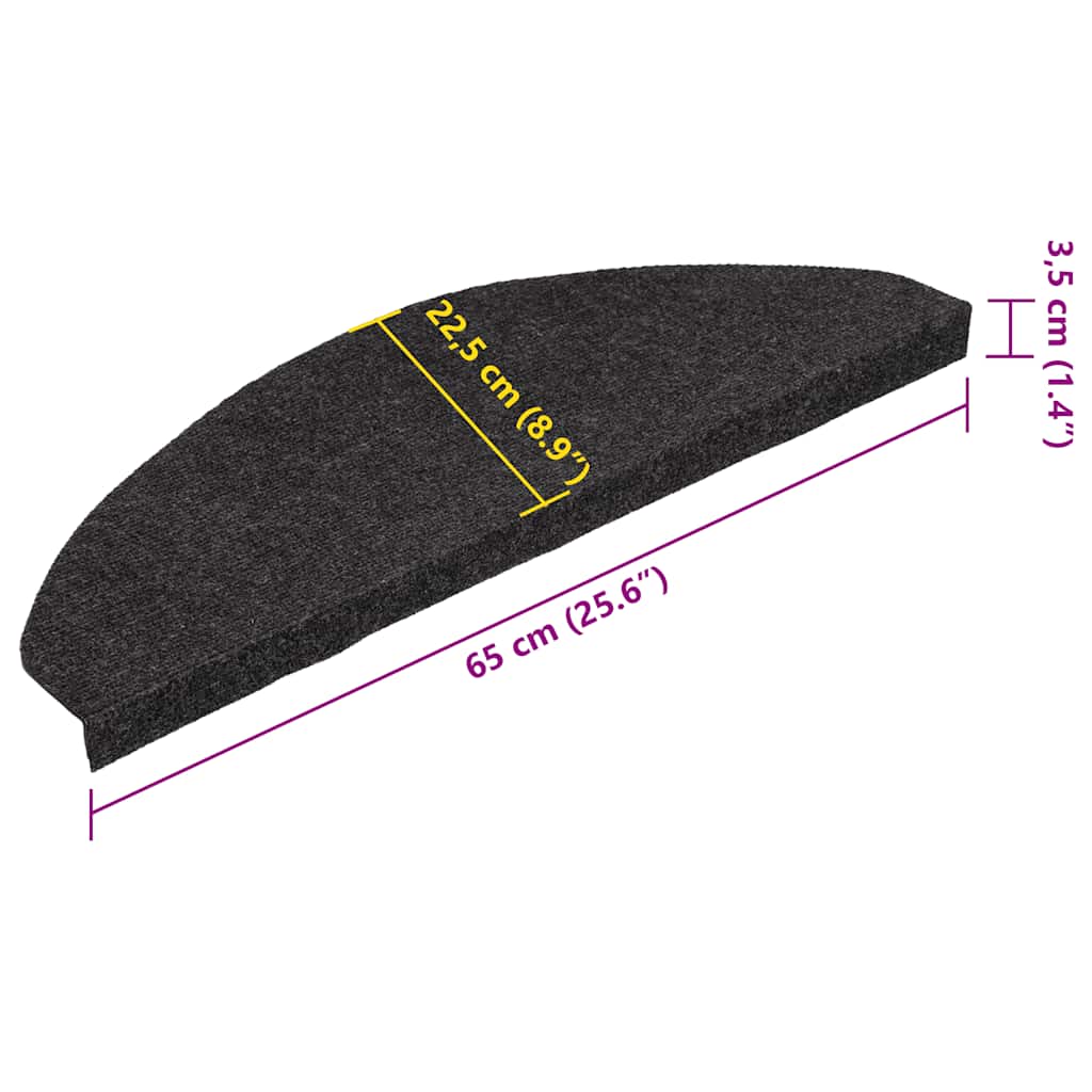 Samoljepljivi otirači za stepenice 30 kom crni 65x22,5x3,5 cm