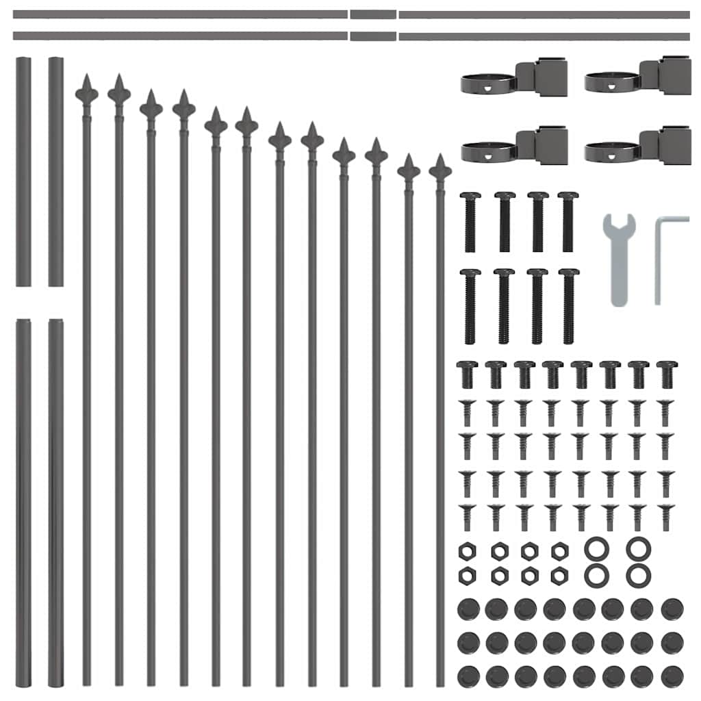 Vrtna Ograda 4 pcs Siva 170 x 140 cm Čelik s prahom premazan