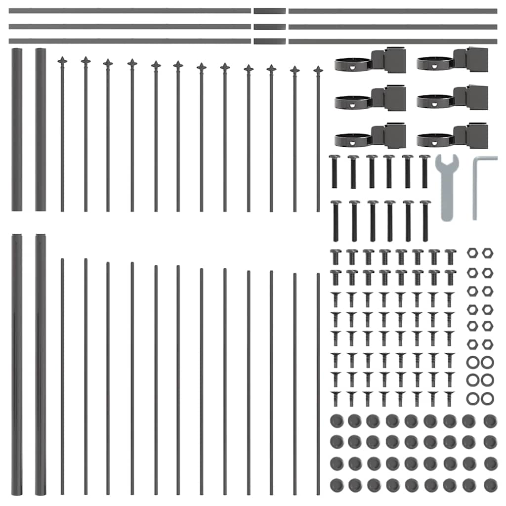 Vrtna Ograda 4 pcs Siva 170 x 215 cm Čelik s prahom premazan