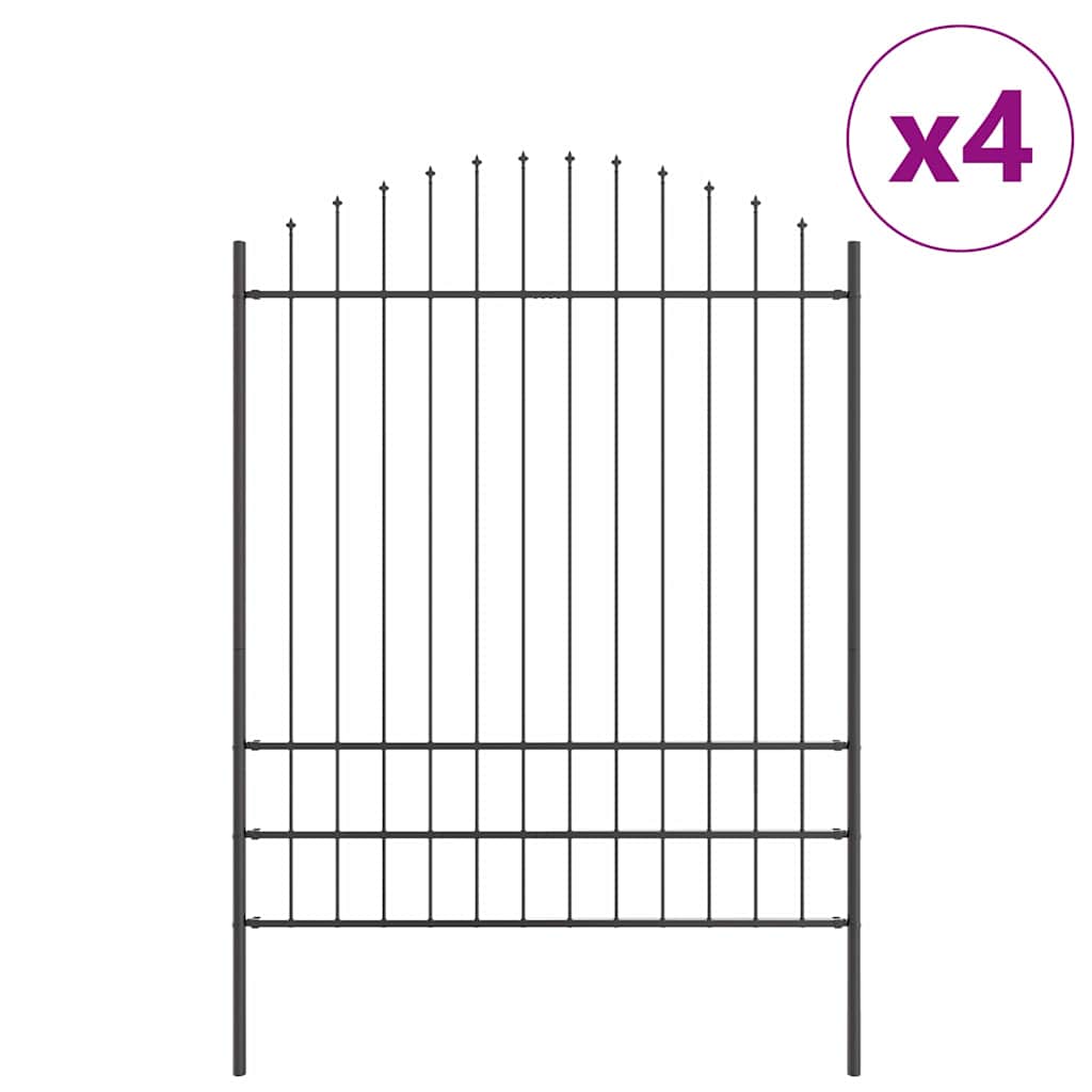 Vrtna Ograda 4 pcs Siva 170 x 225 cm Čelik s prahom premazan