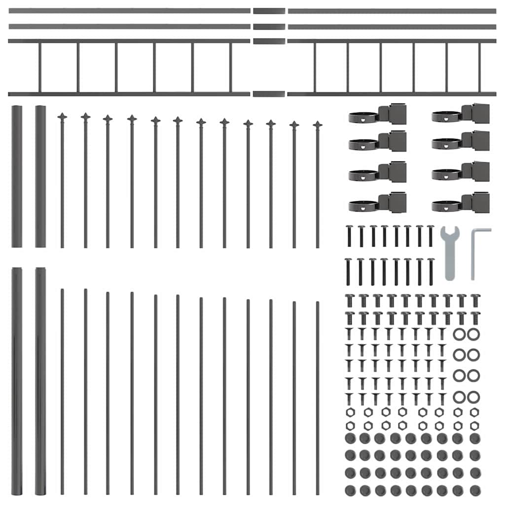Vrtna Ograda 4 pcs Siva 170 x 225 cm Čelik s prahom premazan