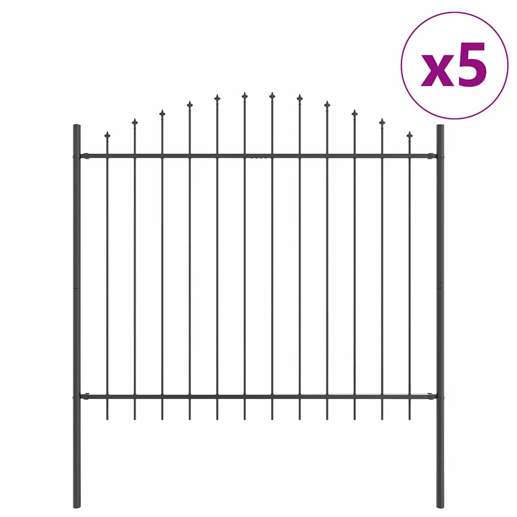 Vrtna Ograda 5 pcs Siva 170 x 165 cm Čelik s prahom premazan