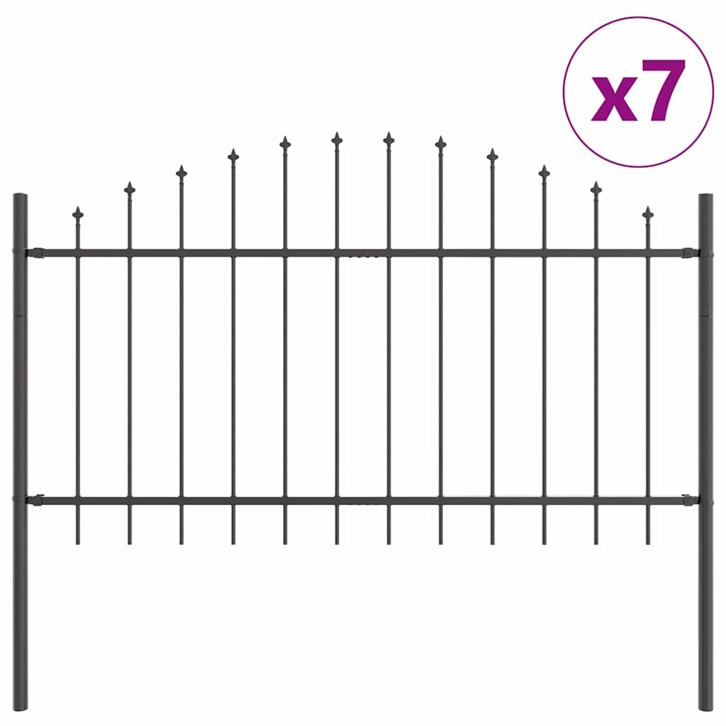 Vrtna Ograda 7 pcs Siva 170 x 140 cm Čelik s prahom premazan