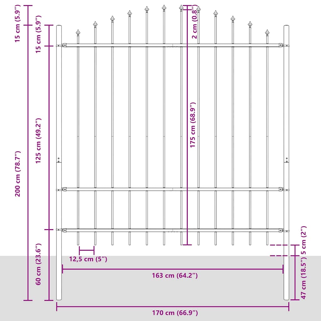 Vrtna Ograda 2 pcs Bijelo 170 x 215 cm Čelik s prahom premazan