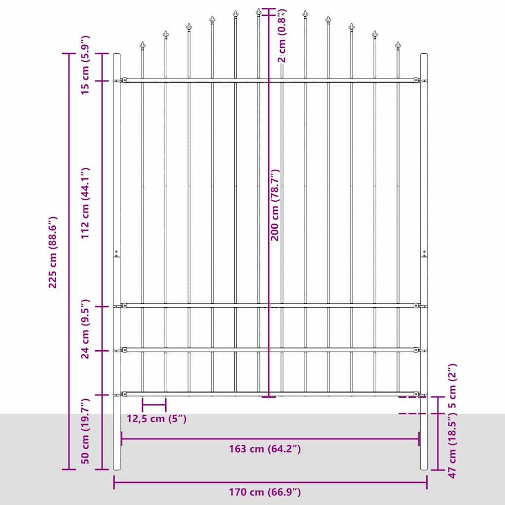 Vrtna Ograda 2 pcs Bijelo 170 x 225 cm Čelik s prahom premazan