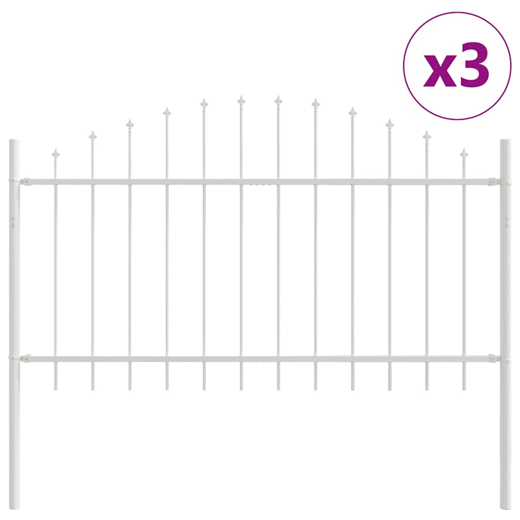 Vrtna Ograda 3 pcs Bijelo 170 x 140 cm Čelik s prahom premazan