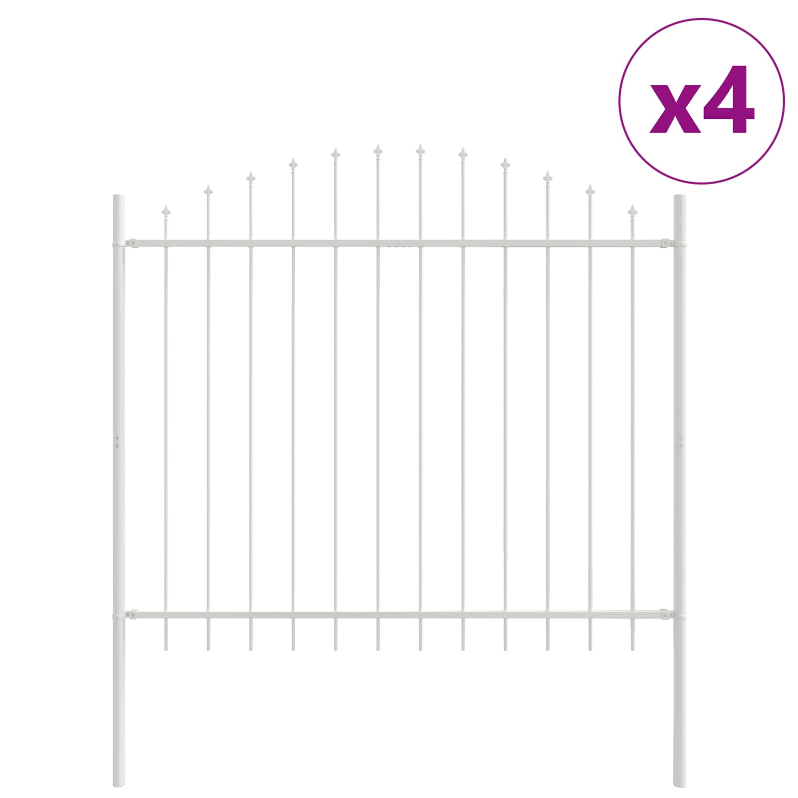 Vrtna Ograda 4 pcs Bijelo 170 x 165 cm Čelik s prahom premazan