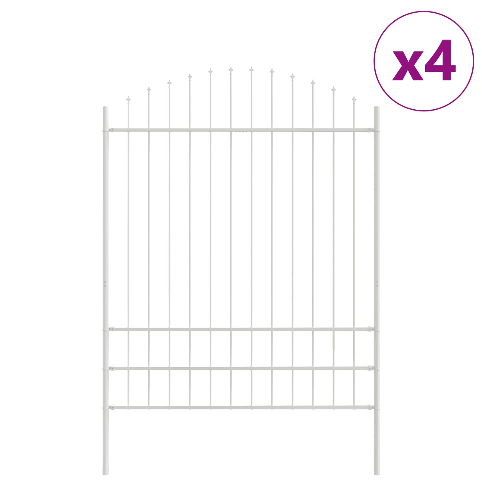 Vrtna Ograda 4 pcs Bijelo 170 x 225 cm Čelik s prahom premazan