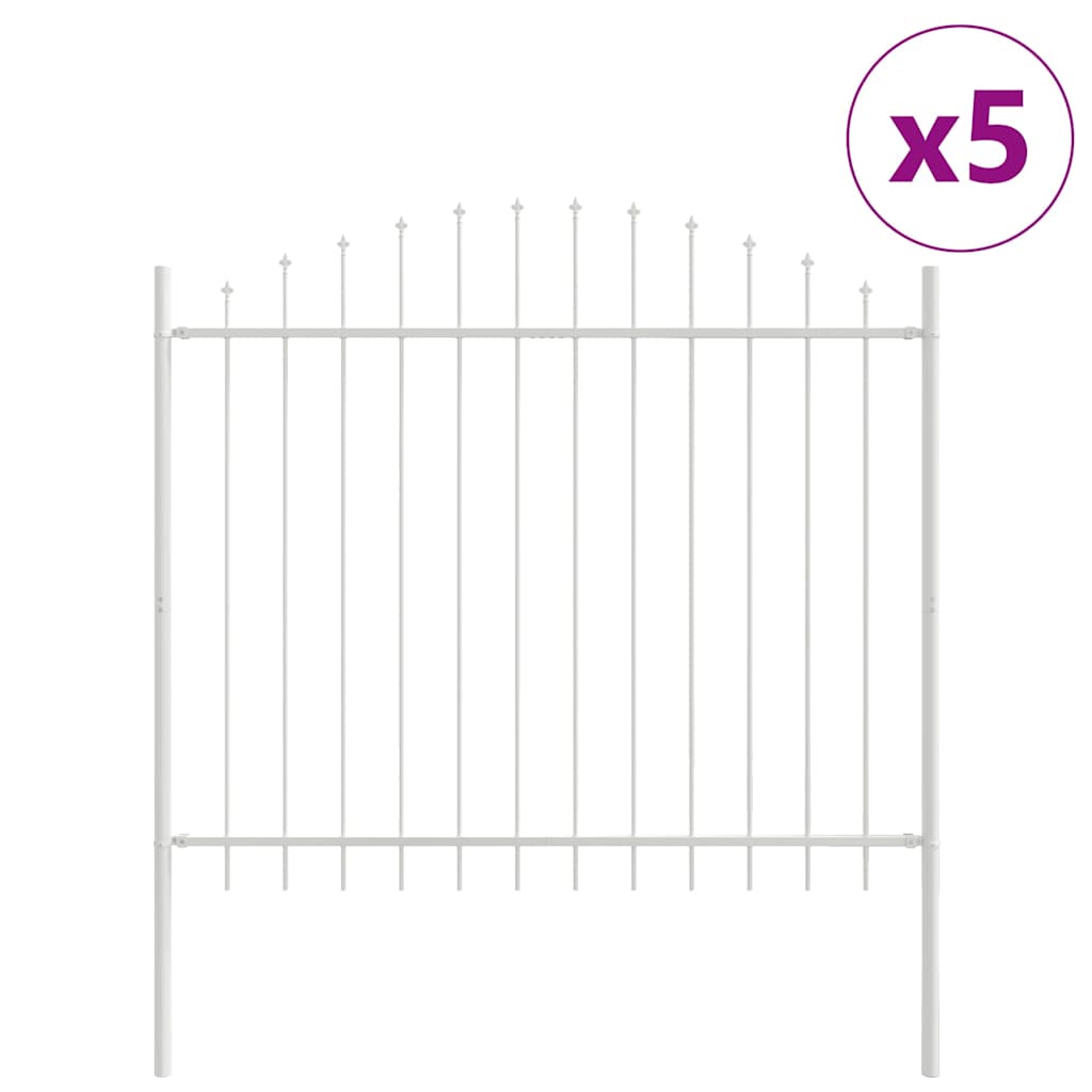Vrtna Ograda 5 pcs Bijelo 170 x 190 cm Čelik s prahom premazan
