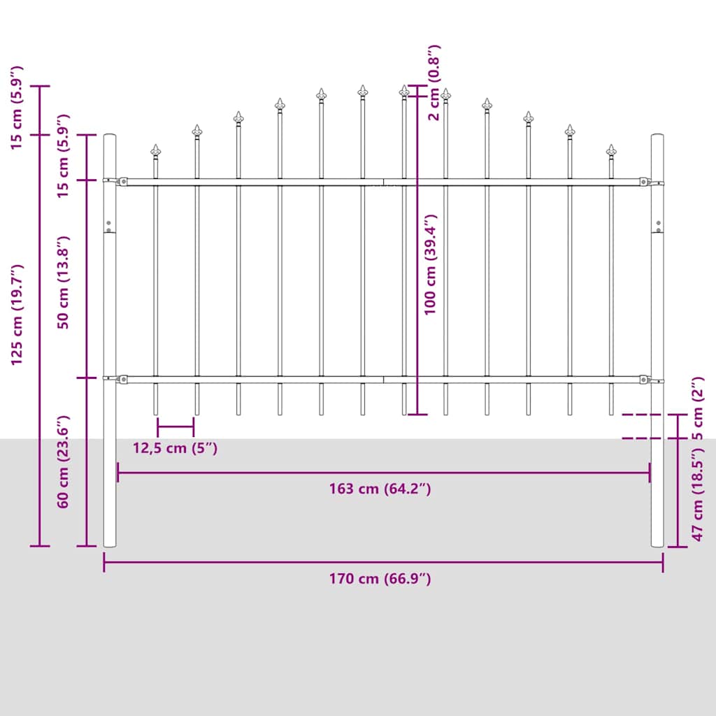 Vrtna Ograda 7 pcs Bijelo 170 x 140 cm Čelik s prahom premazan