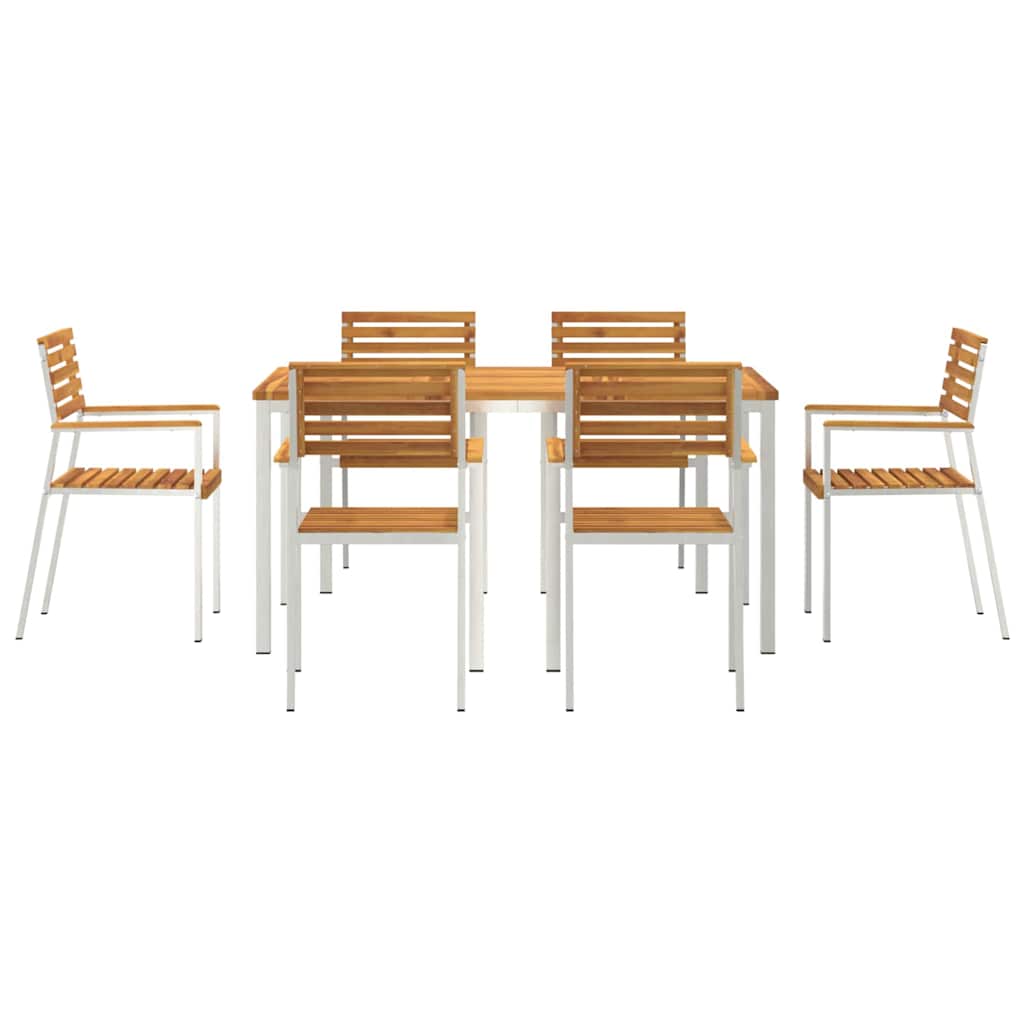 Vrtni set za objed 7 pcs Smeđa Čvrsto drvo akacije