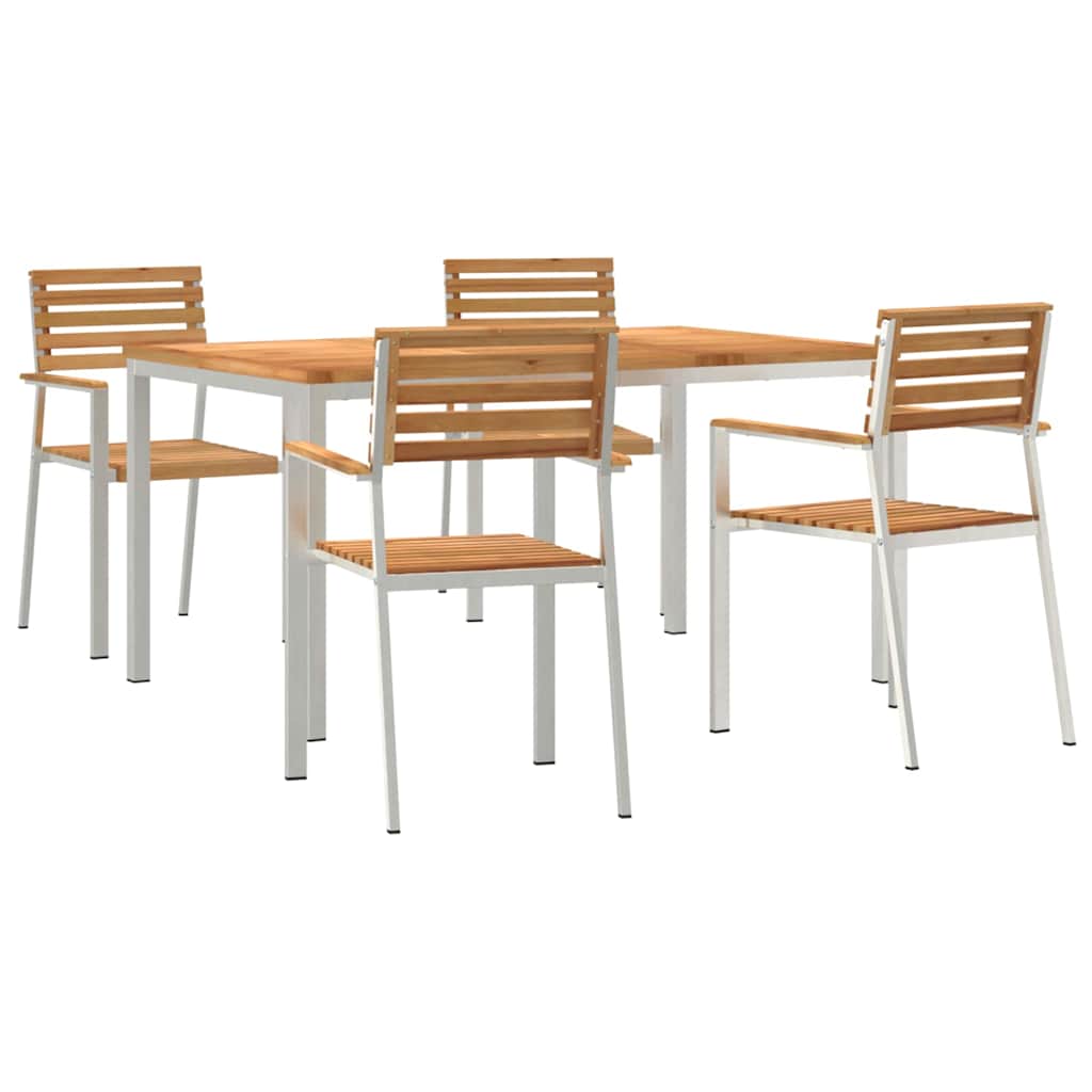 Vrtni set za objed 5 pcs Smeđa Čvrsto teak drvo