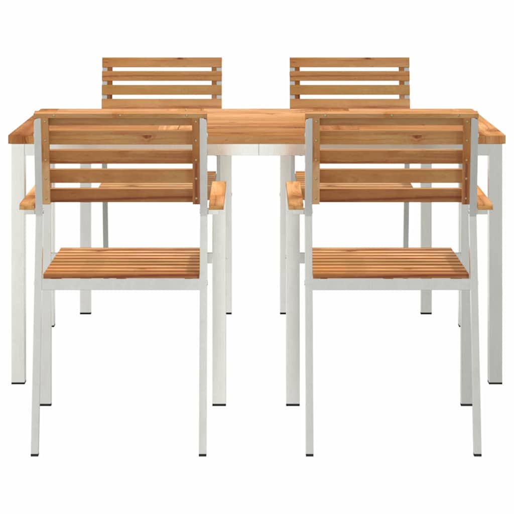 Vrtni set za objed 5 pcs Smeđa Čvrsto teak drvo
