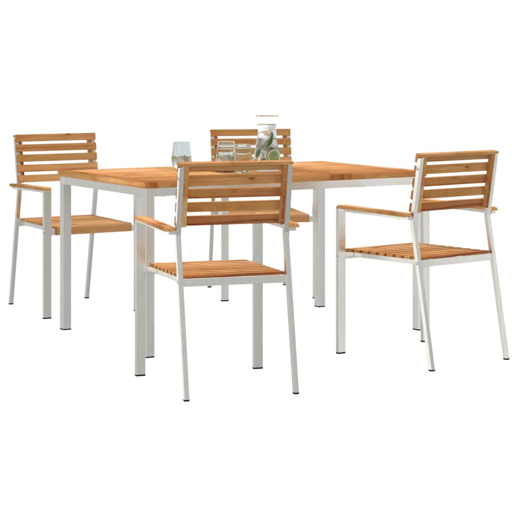 Vrtni set za objed 5 pcs Masivni teak drvo i nehrđajući čelik