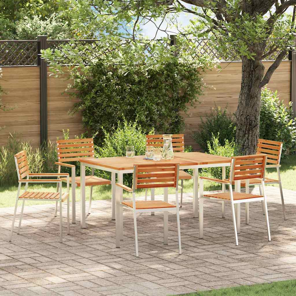 Vrtni set za objed 7 pcs Smeđa Čvrsto teak drvo
