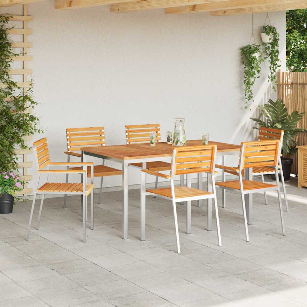 Vrtni set za objed 7 pcs Smeđa Čvrsto teak drvo