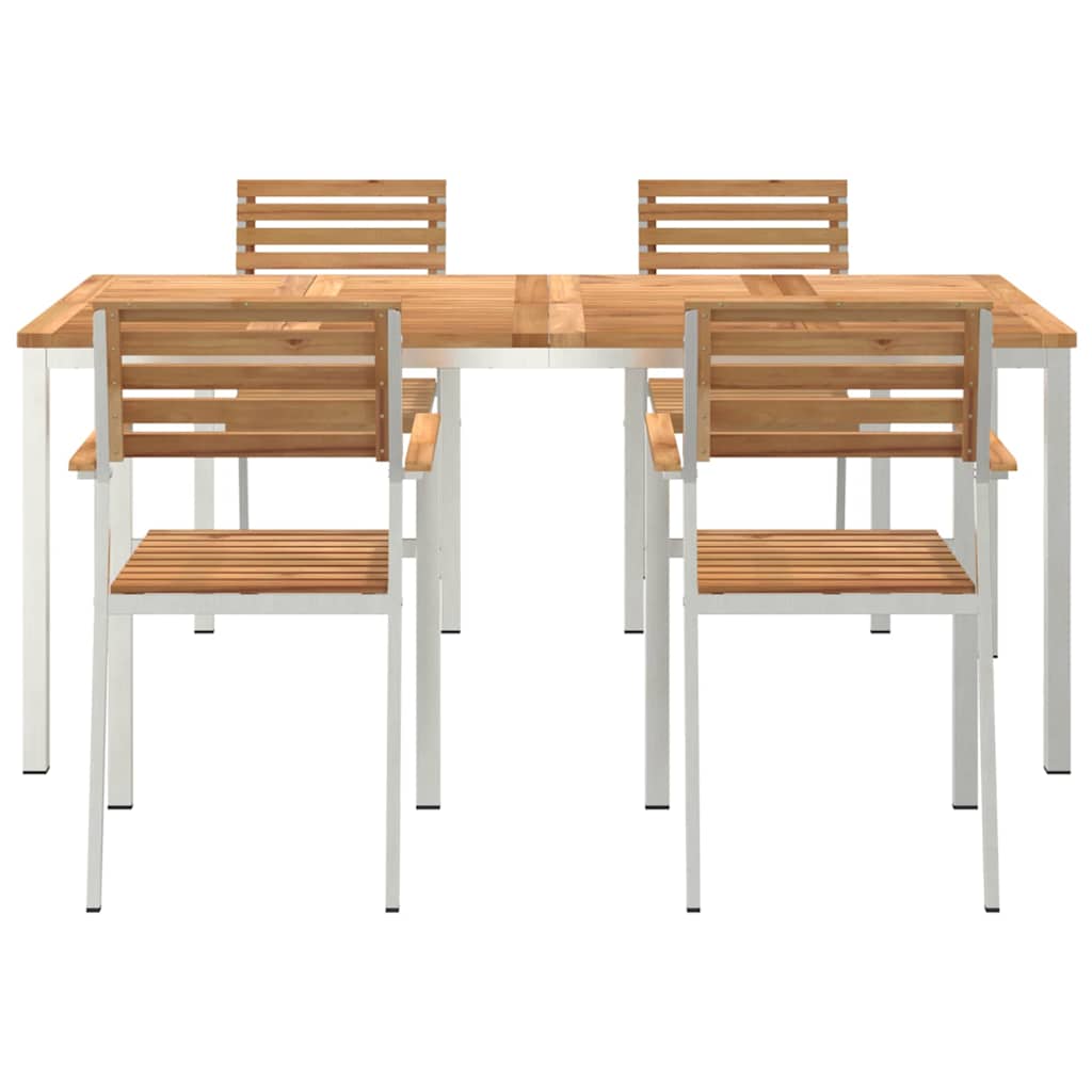 Vrtni set za objed 5 pcs Smeđa Čvrsto teak drvo