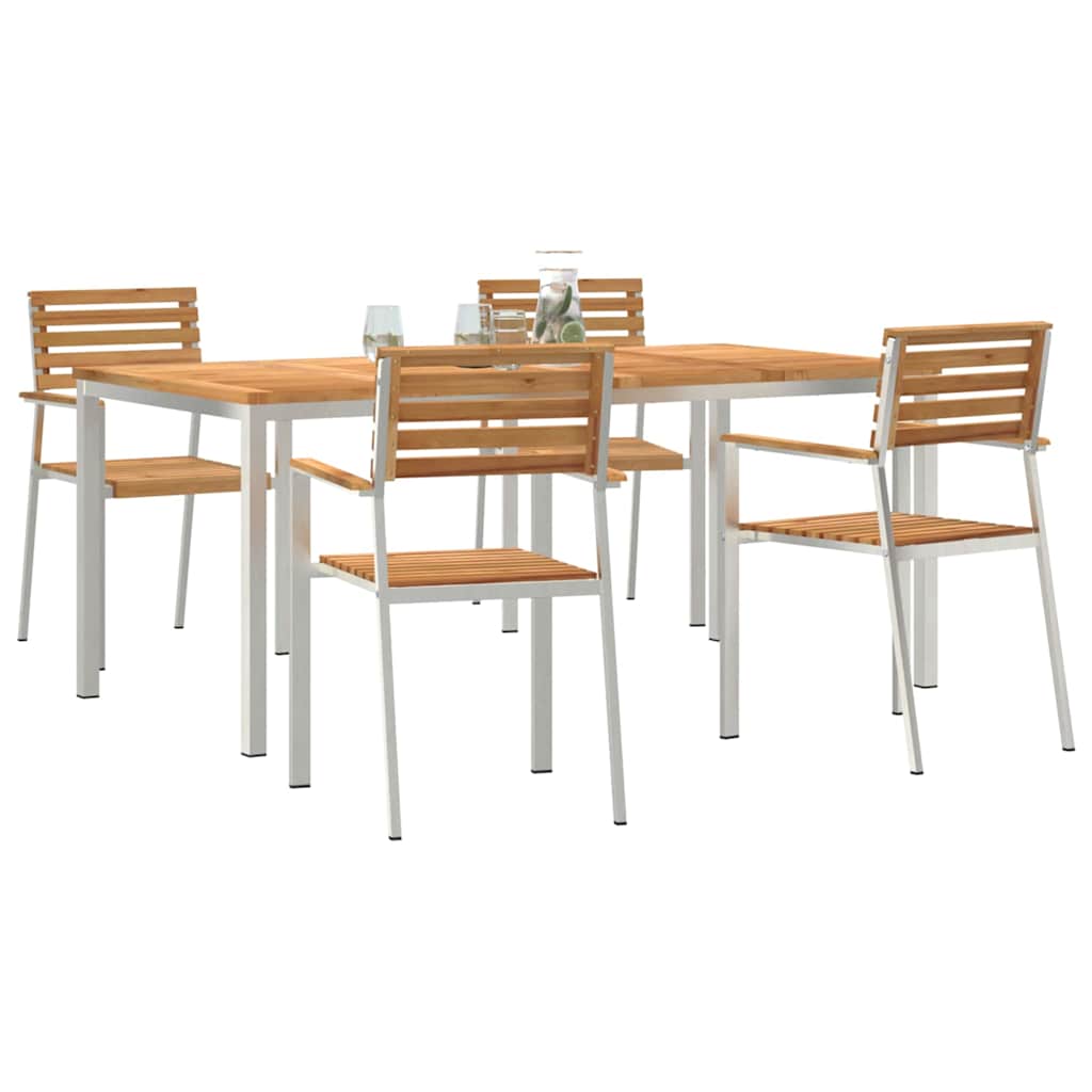 Vrtni set za objed 5 pcs Smeđa Čvrsto teak drvo