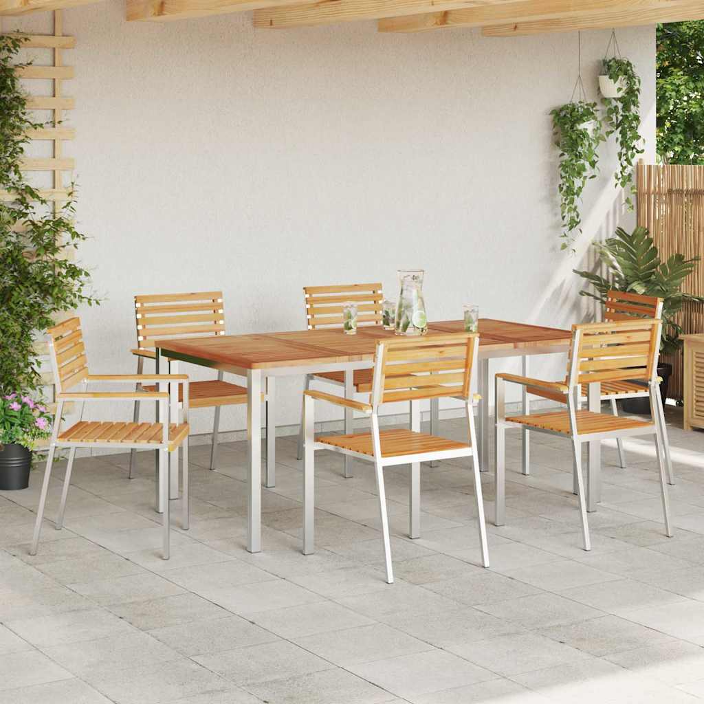 Vrtni set za objed 7 pcs Smeđa Čvrsto teak drvo