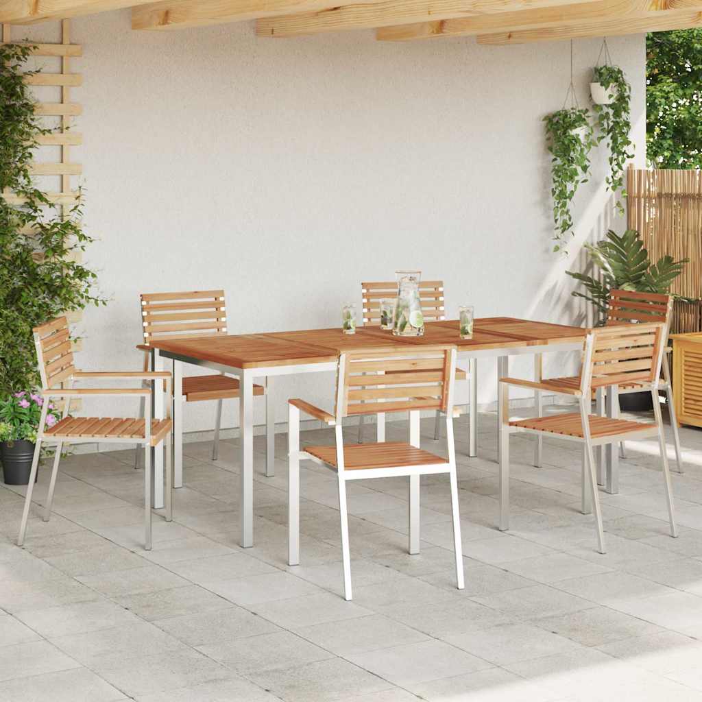 Vrtni set za objed 7 pcs Smeđa Čvrsto teak drvo