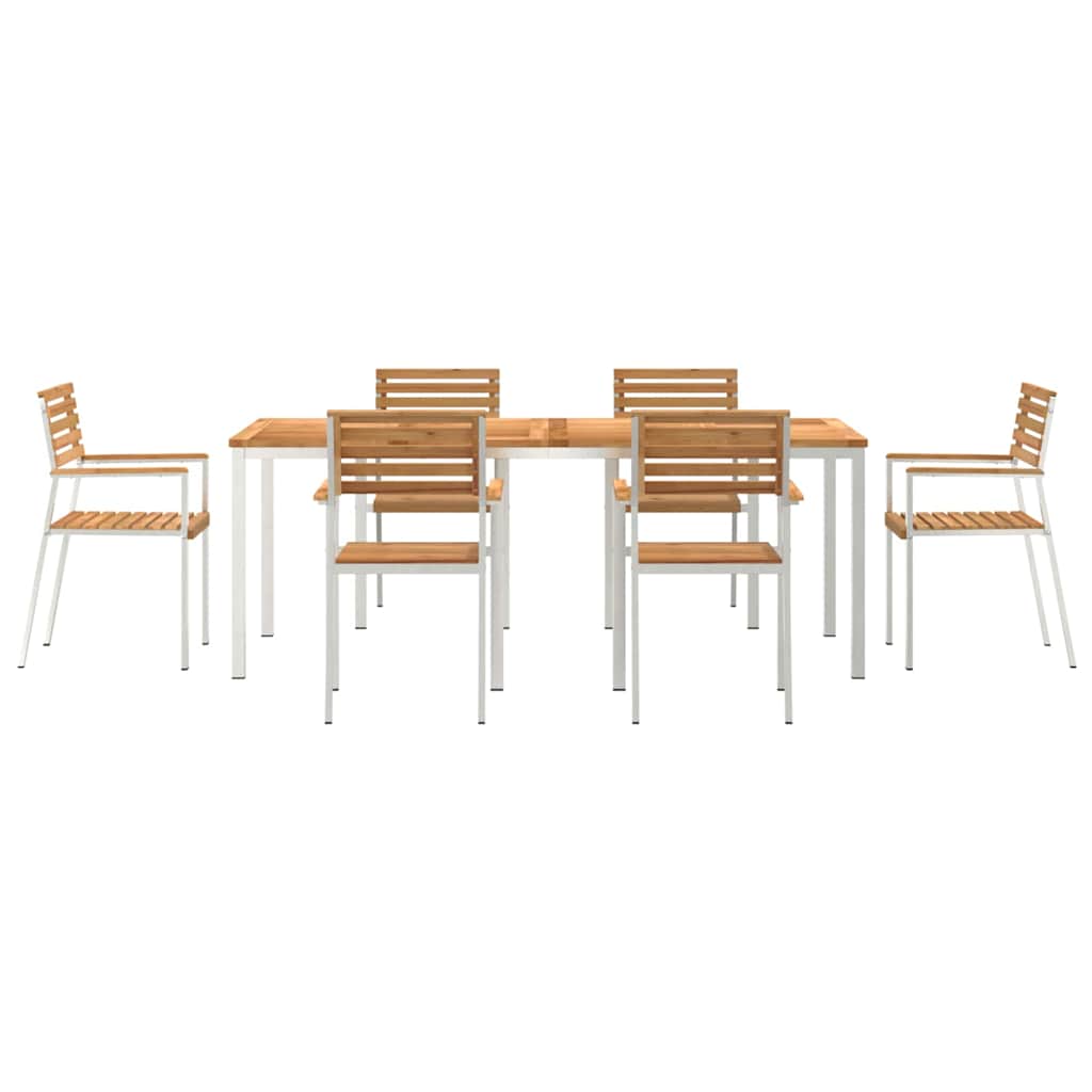 Vrtni set za objed 7 pcs Masivni teak drvo i nehrđajući čelik