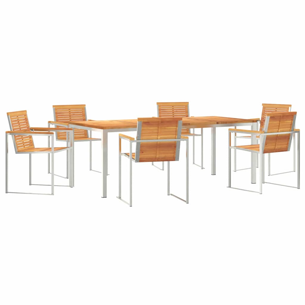 Vrtni set za objed 7 pcs Smeđa Čvrsto drvo akacije